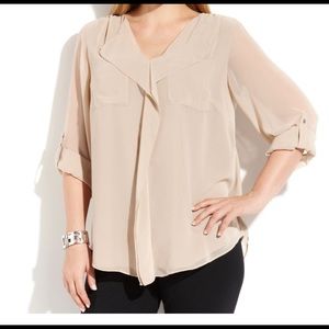 Calvin Klein | Sheer Chiffon Overlay Blouse
